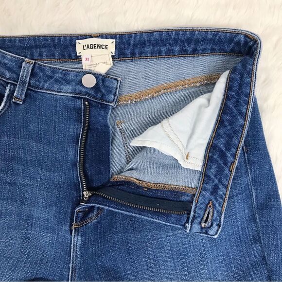 L’AGENCE Bell High Rise Flare Jeans High Waist Slim Fit Medium Wash Size 31 - Picture 6 of 14